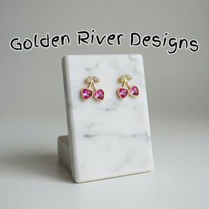 18K Gold Plated Zircon Cherry Earrings